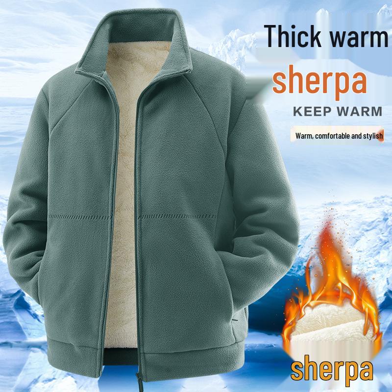 

Plus Size Men s Lambswool Cotton Jacket - Winter Thickened Versatile Coat 4XL [165-180 lbs] армія зелений колір