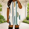 Women Plus Size Round Neck Short Sleeve Abstract Printed Fitted Mini Dress
