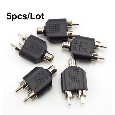 5pcs/lot RCA AV Audio Y Splitter Plug Adapter Male To Female RCA Female To 2 RCA Male Connector