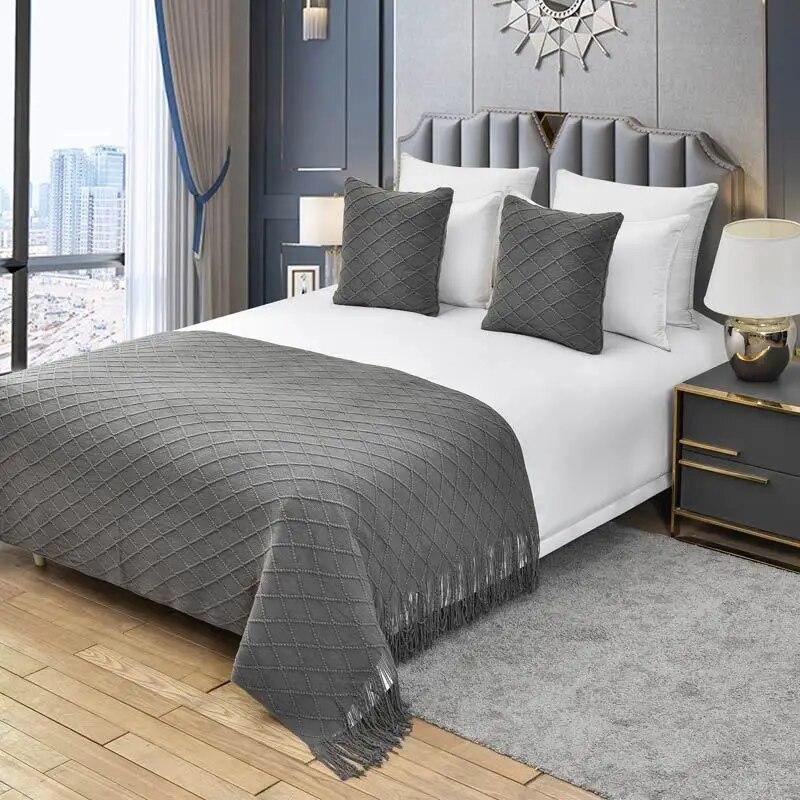 Bed End Scarf B&B Apartment Decoration Knitted Sofa with Scarf Hotel Bed Cover Bed End Blanket Hotel Bed Flag