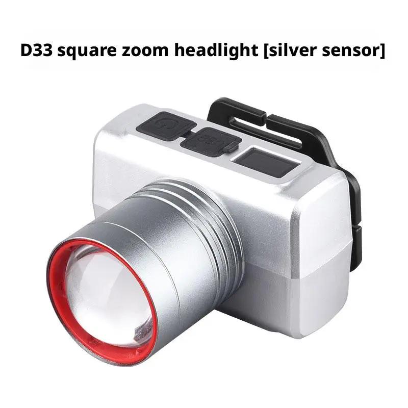 High Brightness LED Headlight with Digital Zoom Outdoor Strong Light Charging Headlight Long Endurance for Camping And Hiking