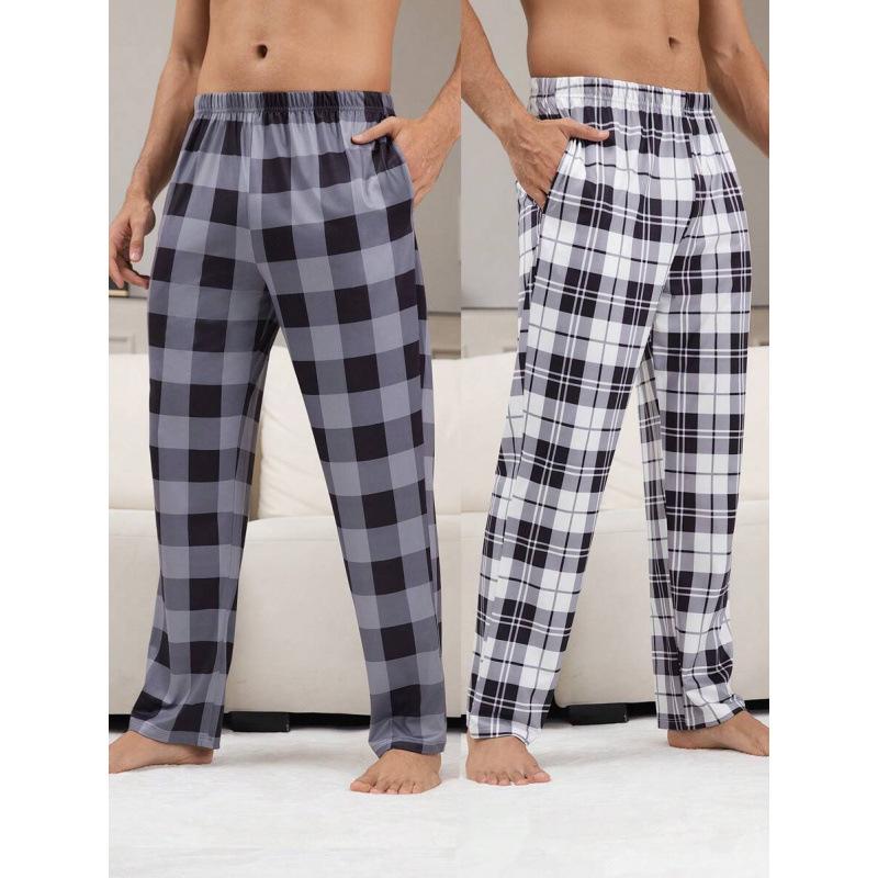 

Plaid Stretch Sleep Pants with Elastic Waist - Casual Cross-border Fast S різнокольоровий