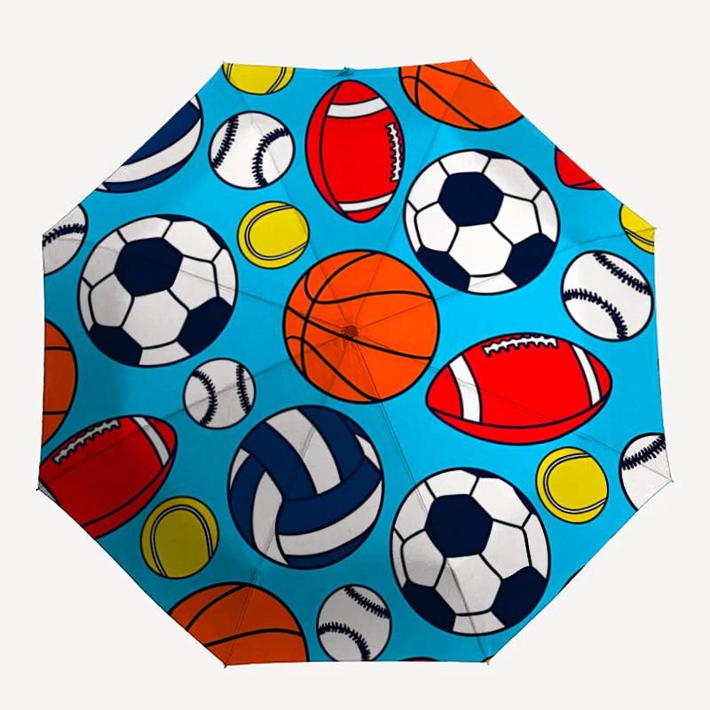 1pc Sports Balls Automatic Folding Umbrella - Portable Collapsible, 8-Rib Durable Frame, Perfect for Outdoor Use,  Yy251218118
