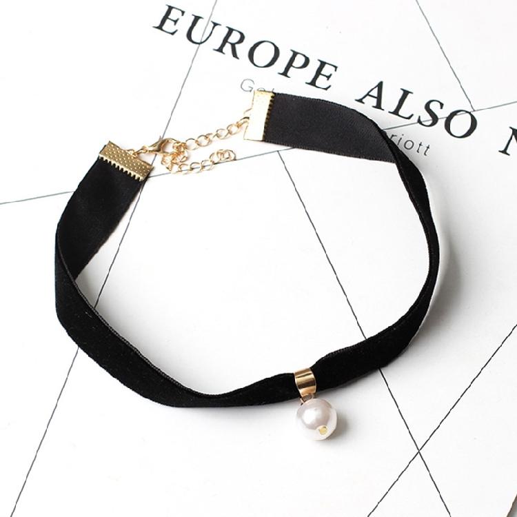 Pearl Choker Necklace for Women Jewelry Black Velvet Rope Collar Choker Necklace