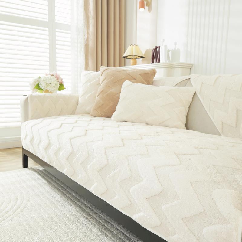 

1pc Bohemian Style Plush Sofa Cover - Non-Slip, Pet-Friendly Home Protection & Decor, Machine Washable Polyester, Fits Loveseat to 4-Seater Sofa 90*160cm