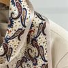 Silk Scarf Women's Beige Cashew Flower Temperament Mulberry Silk Silk Scarf Thin, Narrow and Long Double-sided Scarf Streamer