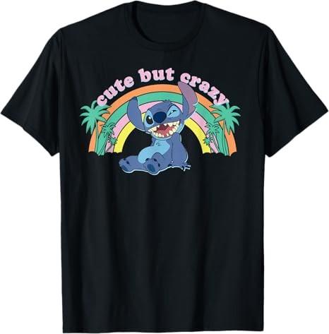 Lilo Stitch Cute But Crazy Stitch Black TShirt S