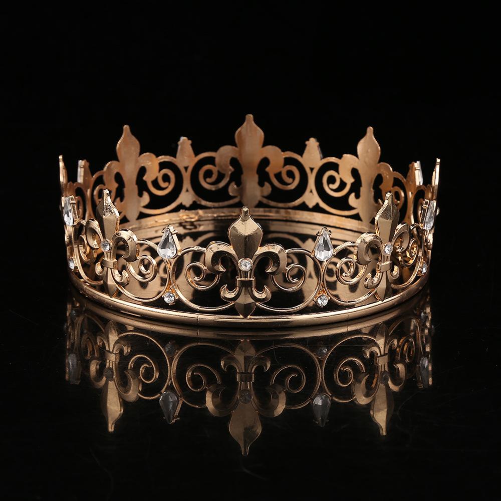 Men's Crown Headgear Crowns for Party Decorative King Performance Metal Birthday Vintage Costume