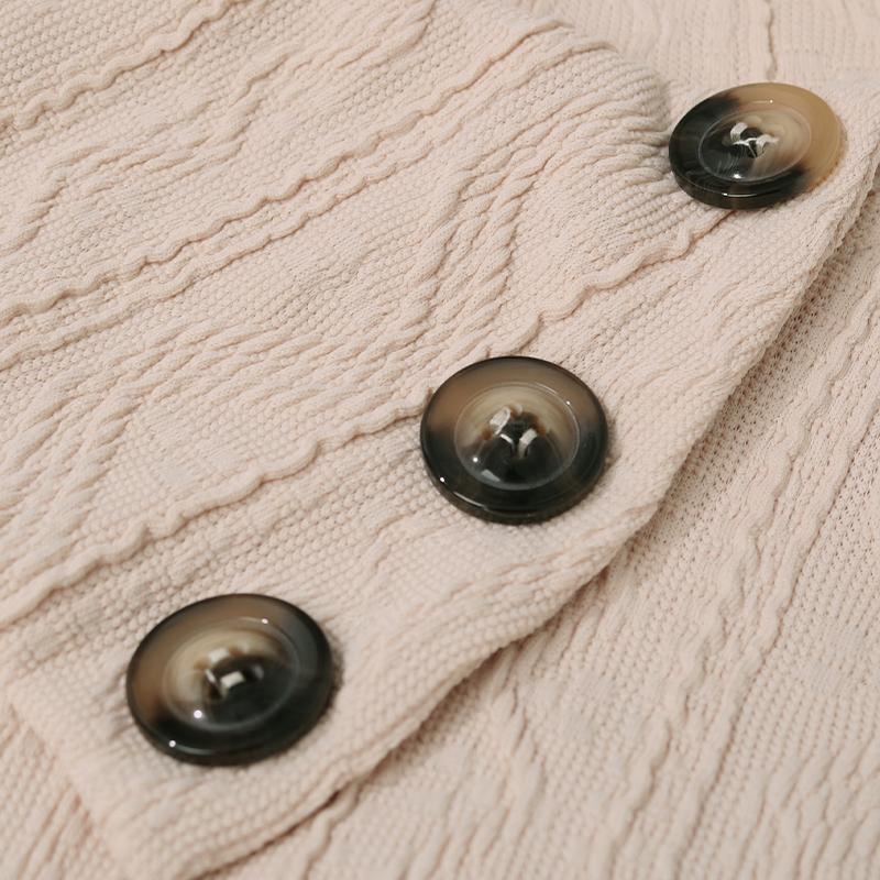 Herbst frauen Mode Lässig Taste Dekoration Einfarbig Langarm Unregelmäßigen Revers Pullover