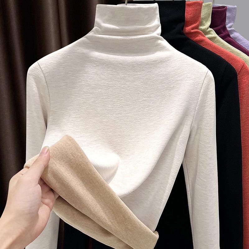 New Cashmere Warm Clothes for Women In Winter with Black Technology Constant Temperature Heating German Velvet Pile Collar Bottoming Shirt for Women
