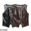 2026 Spring Fashionable European & American Style Sleeveless Leather Vest Top