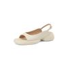 FOREADA Women Slingback Sandals Round Toe Chunky Mid Heels Buckle Platform Ladies Fashion Shoes Summer Beige Yellow 43