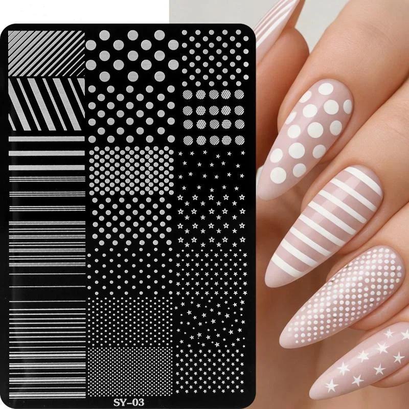 Easy Transfer Nail Art Stamping Plate Stainless Steel Dotting Strip Lines Print Template for Manicure Use