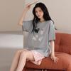 Pure cotton pajamas women's summer thin short-sleeved shorts casual Korean version cartoon cotton half-sleeved loungewear