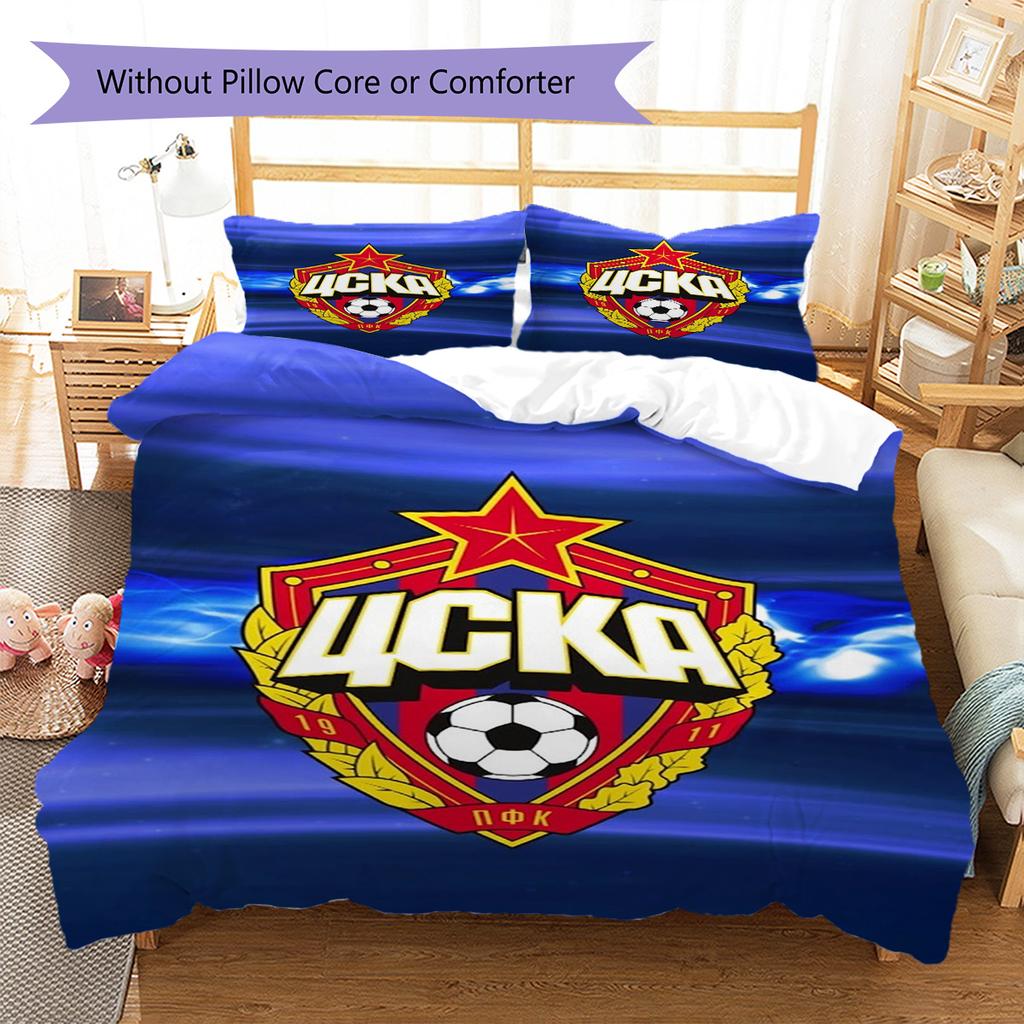 CSKA Moscow Logo Pattern Bedding Set Quilt Cover Pillowcase Home Decor Gift (1 * Duvet Cover + 2 * Pillowcase, Without Core)