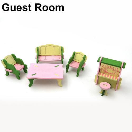 Puppenhaus-Möbel aus Holz, Miniatur-Puppenhaus, Zimmer-Set, Spielzeug, Weihnachtsgeschenk für Kinder