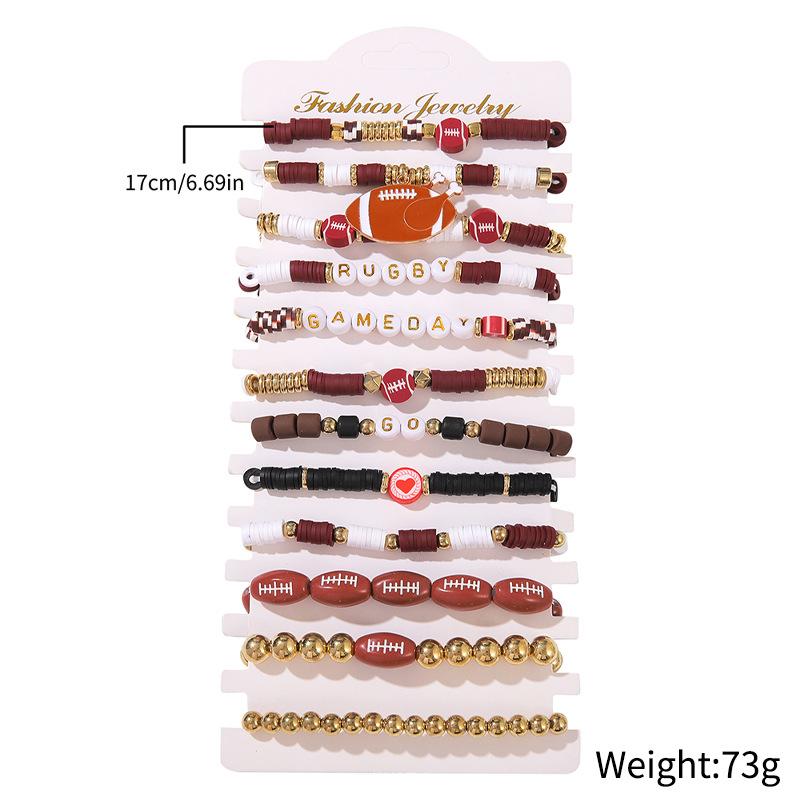 Europe and the United States Popular Sports Bracelet Fashion High Sense Football Handmade Bracelet Soft Pottery Bead String Jewelry