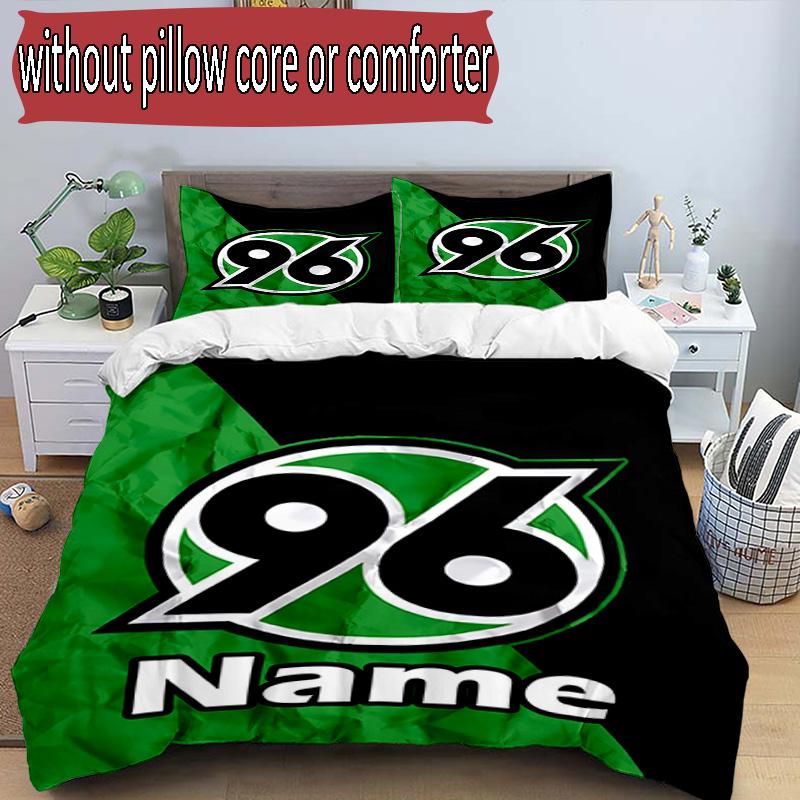 3-teiliges Bettbezug-Set (1 * Bettbezug + 2 * Kissenbezug, ohne Kern), Individuelles Namens-Hannover 96 Fußballmuster Bettwäsche-Set, Heim Schlafzimmer Dekor Geschenk