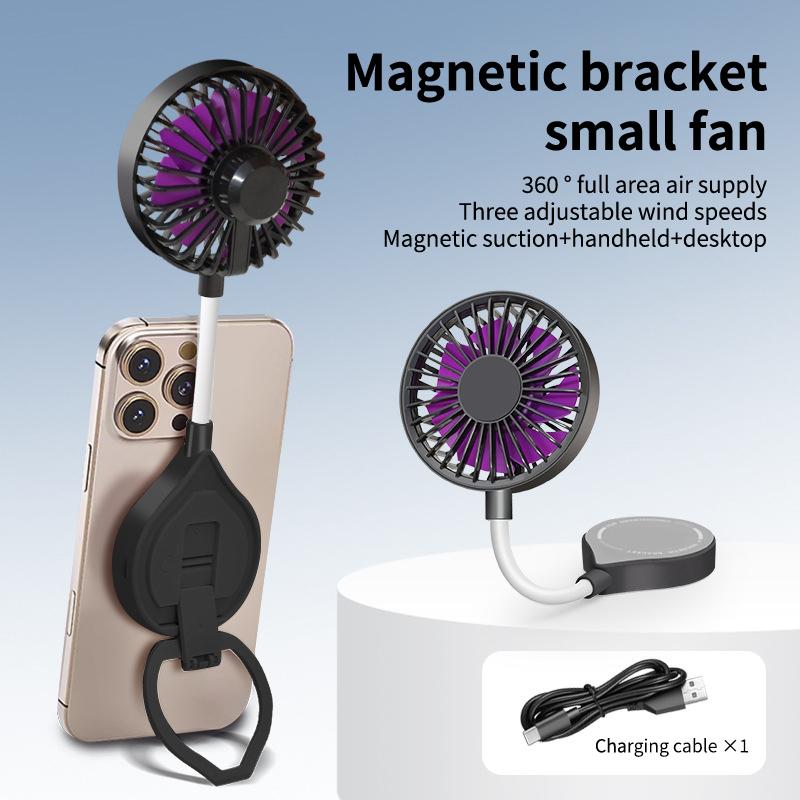 Multi-Functional Mini Handheld Fan Magnetic Phone Holder Foldable Mute Foldable Fan Usb Rechargeable Outdoor Mini Desktop Fan