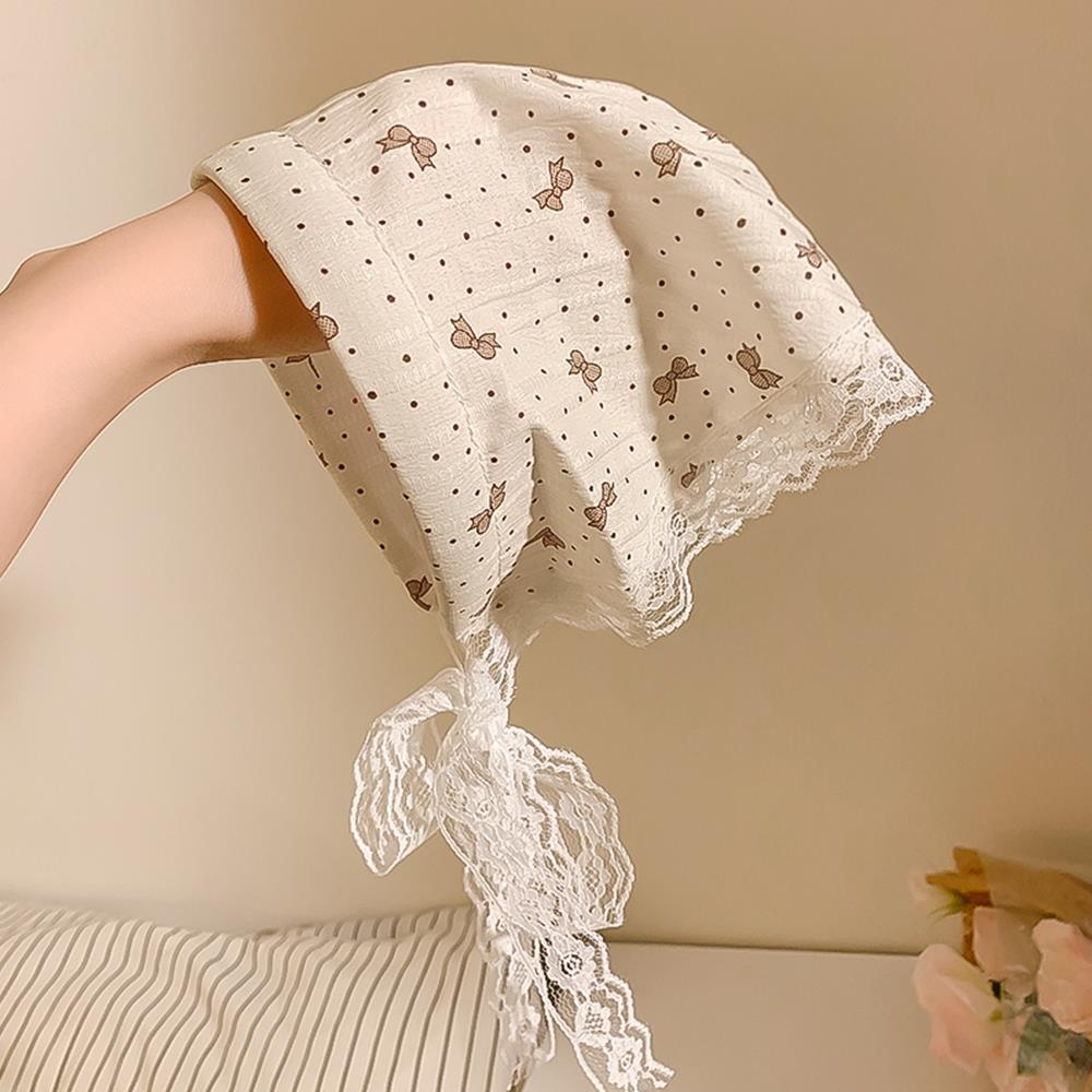 Korean Bowknot Hair Scarf Triangle Blue Neck Scarf Soft Hair Wrap Pastoral Style Hair Bandanas for Women Girls Hair Accesories
