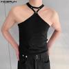INCERUN Men Halter Neck Sexy Cross Vest Slim Fit Stretch Camisole Tank Tops
