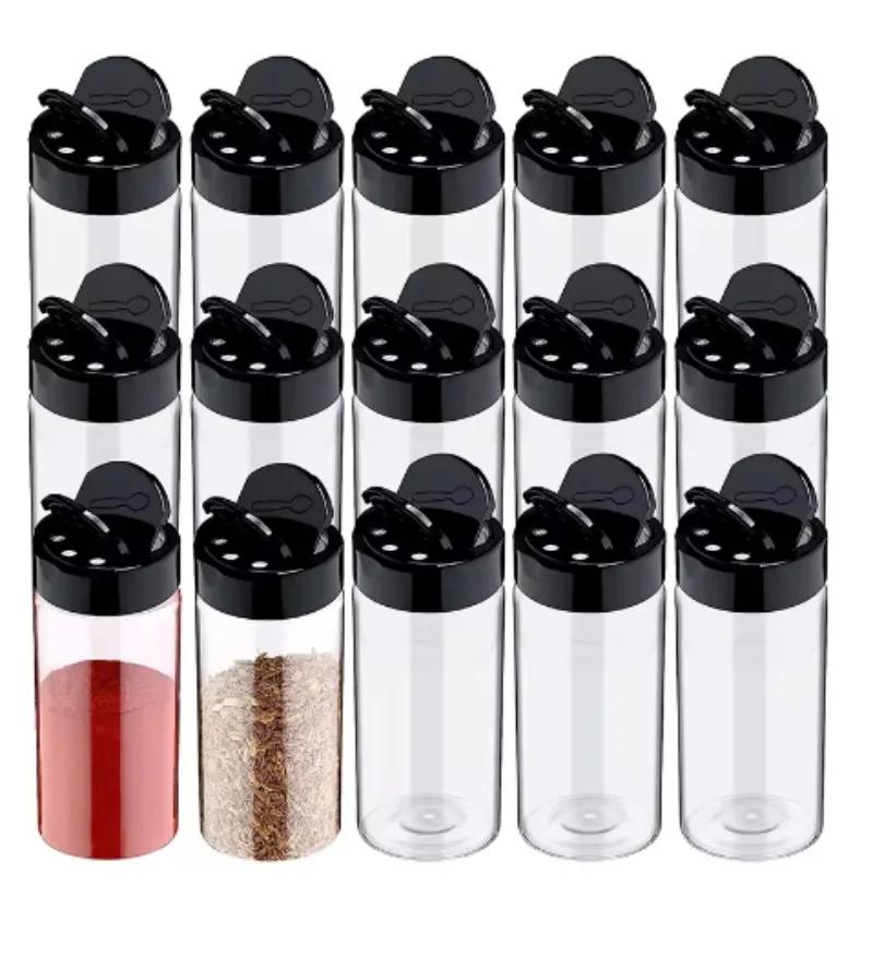Transparent Seasoning Jars with Shaker Lids Salt Pepper Shaker Bottles Spices Condiment Storage Boxes Powder Storage Container