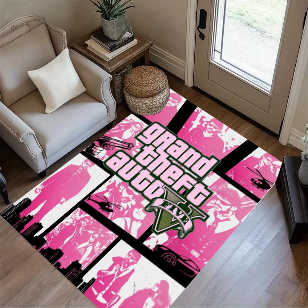 Grand Theft Auto Neon Vice City Game Art Floor Rug Office Rug Perfect For Outdoor Hallway Playrooms Entryway Antislip Carpet Decorate Offices