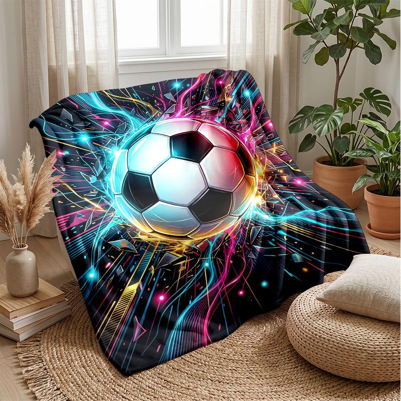 Soccer Ball Energy Burst 2 Theme blanket Lightweight Warm Flannel Blanket Decorative Throw Blanket for Home Decoration