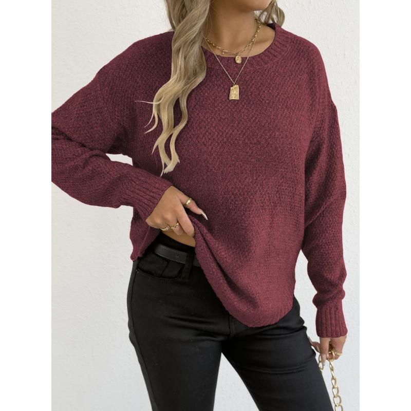 Women's Autumn Winter Pullover Top Women's Floral Velvet Knitted Sweater Casual Base Shirt Round Neck Sweater