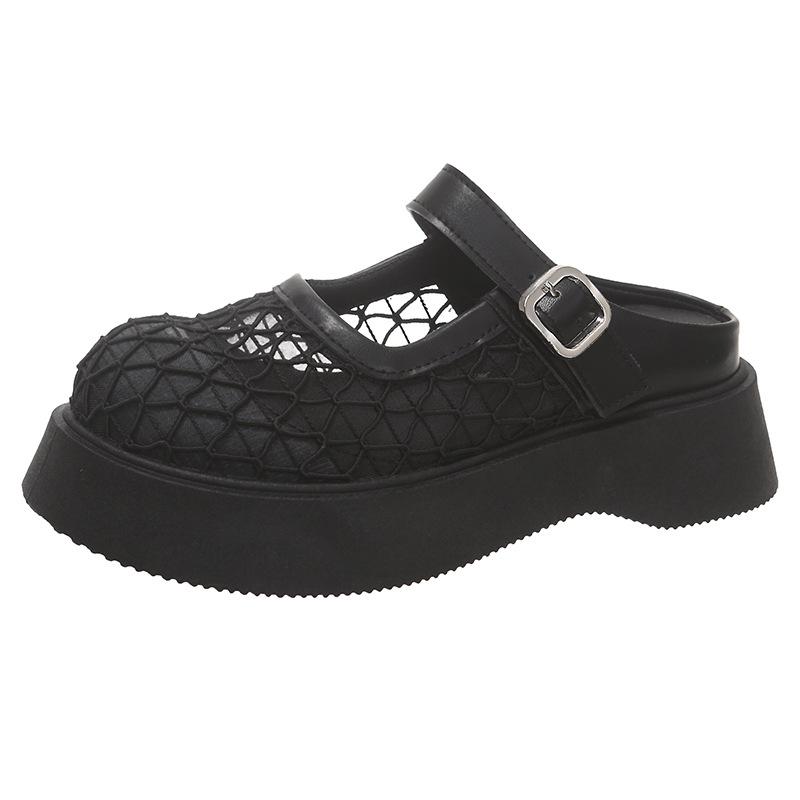 Thick-soled one-pedal bag head and half slippers, children's summer wear with skirts 2025 new popular evening cool slippers