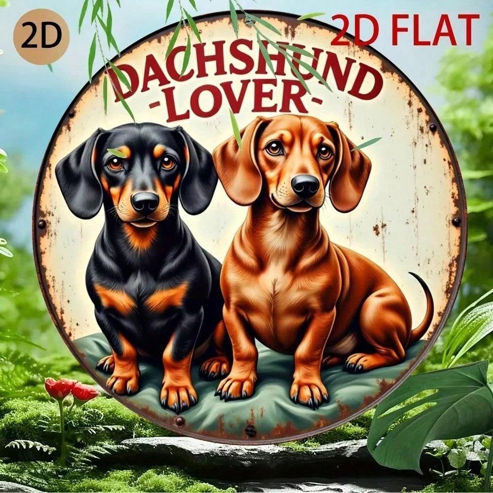Modern Metal Dachshund Wall Art, 2D Dog Silhouette Sculpture for Living Room Decor, Unique Pet Memorial Gift