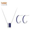 Set Elegant de Lanț pentru Claviculă și Cercei Stud cu Epoxy din Argint Sterling 925