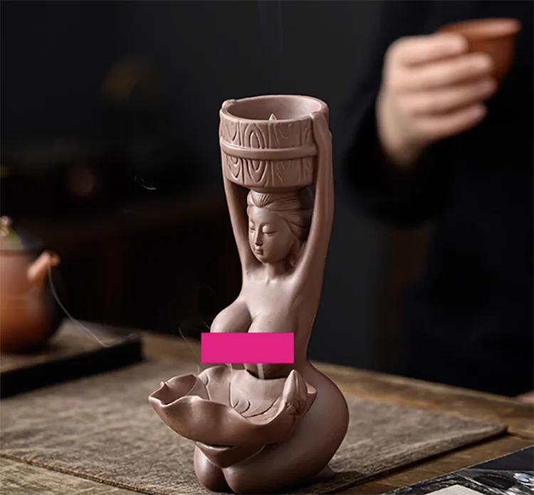 Backflow Waterfall Incense Burner, Sex Lady Ceramic, Naked Women Maid Body, Fountain Holder, Aromatherapy Ornament, Zen, Zen