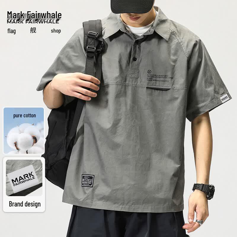 MARK FAIRWHALE Men s Ice Silk Short Sleeve Polo Shirt 3XL серый