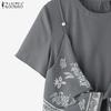 ZANZEA Women Summer Print Patchwork Casual Round Neck Short Sleeve T-Shirts