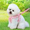 Floral Dog Harness for Small Dogs Cute Ruffled Harness with Leash Adjustable Dog Harness for Puppies Bichon Frise Teddy Pomeranian