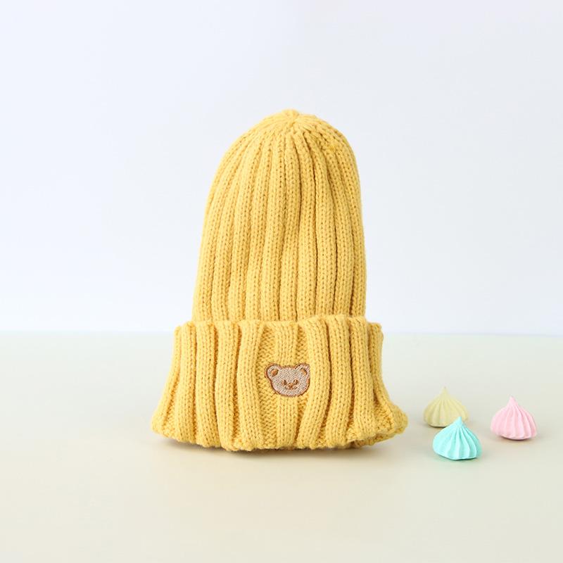 Cozy Autumn/Winter Crochet Baby Beanie with Embroidered Bear