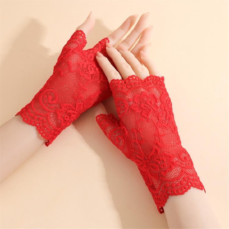 Vintage Style Lace Gloves For Formal Occasion Half Finger Wrist Coverage Ideal For Photoshoot Ceremonies