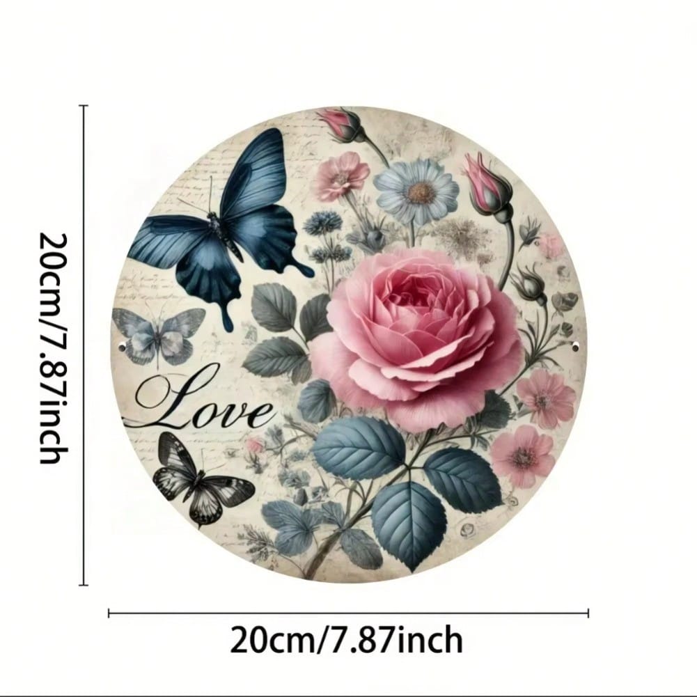 Vintage Butterfly Floral Iron Wall Art Metal Sign Home Decor Gift 20x20 разноцветный