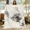 VIKAMA Sketch French Bulldog Flannel Throw Blanket Black White Pencil Dog Neutral Bedroom Camping Decor Gift Cover