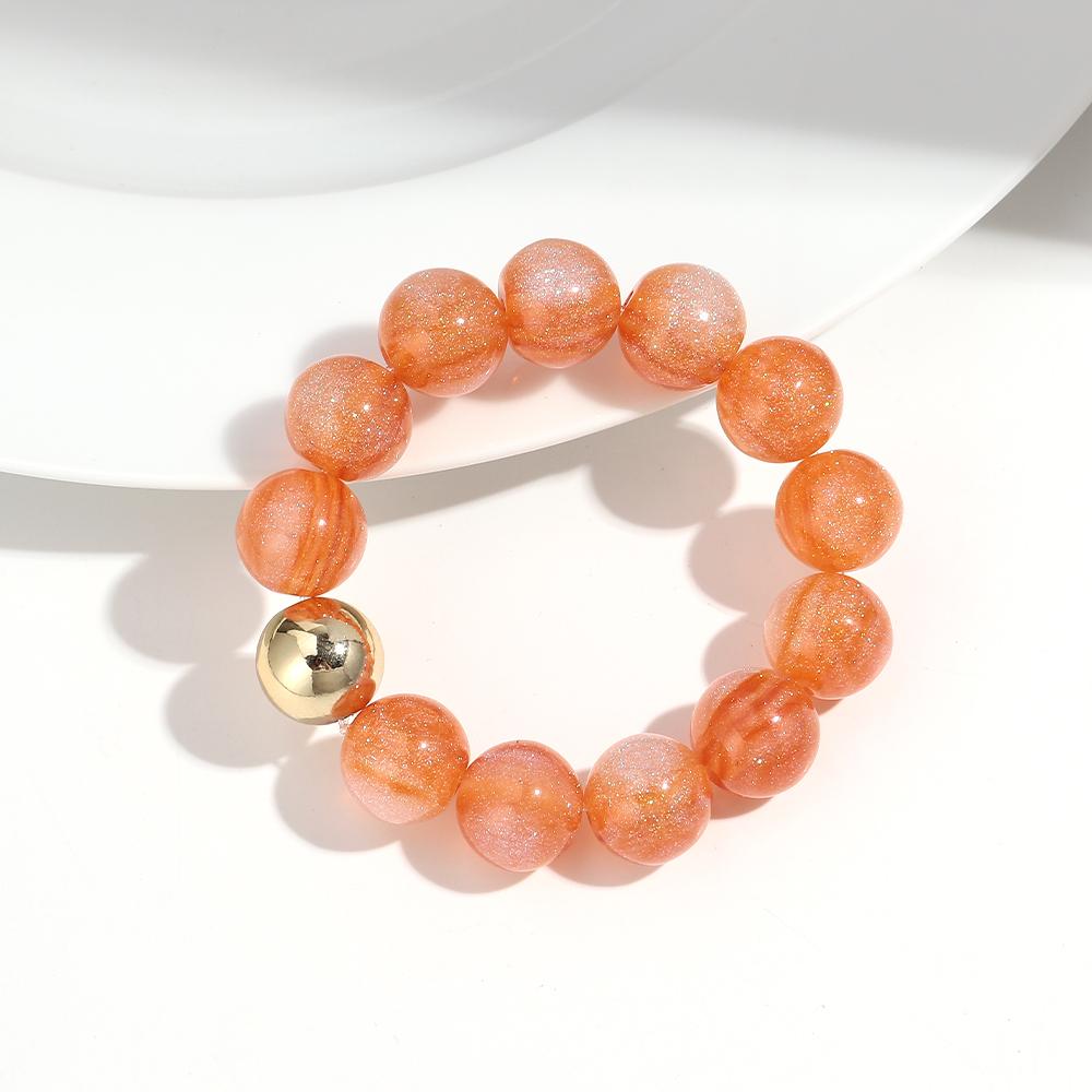 Fashion Acrylic Big Round Beaded Bracelet for Women Simple Glitter Colorful Handmade Strechy Bracelets Jewelry Accessories Gift