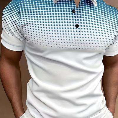 Camicia Casual da Uomo Estiva a Maniche Corte con Stampa a Quadretti, Comodo Top Stile Sportivo da Esterno