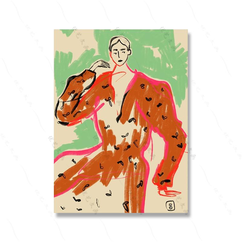 Abstract Line Woman Fashion Canvas Wall Art Poster Print Colorful Fashion Show Model Picture Calm Girl Living Room Home Decor