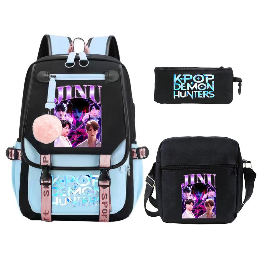 Demon Hunters Peripheral Printing Children's Fashion Backpack Cross-border Large Capacity Primary and Secondary School Student Leisure School Bag Set