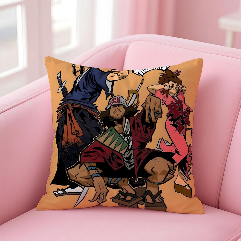 Anime SSamurai CChamploo Cushion Cover Pillowcase Short Plush Invisible zipper Room Sofa Cushion Cover