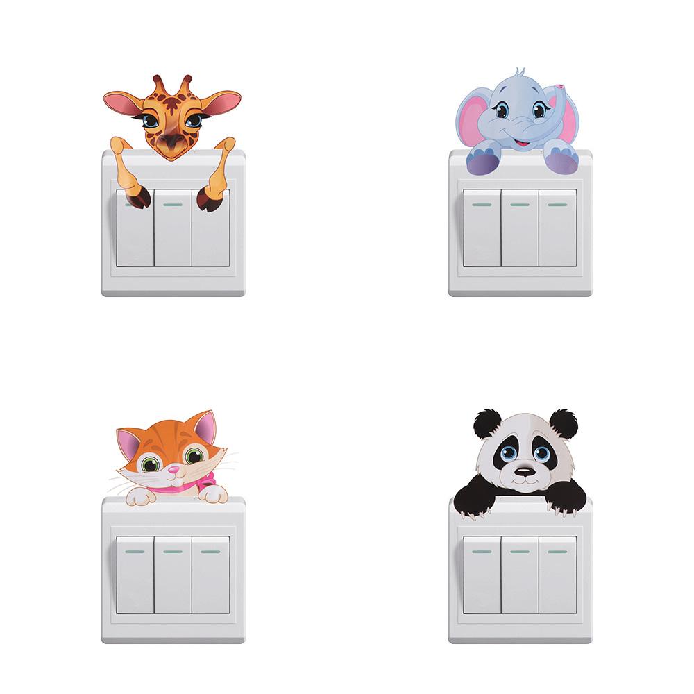 Self-Adhesive Light Switch Sticker Cartoon Removable Wall Sticker Animal Switch Sticker Home Decor