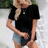 Fasjonable Pendler Løstsittende Kortarmet Rundhals Topper For Kvinner Med Paljett-T-skjorter