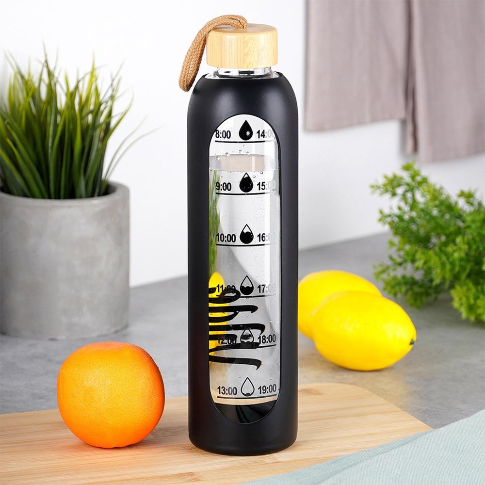 Motivational Bottle For Water Drinks Glass Silicone Large Sport Bottle 1L