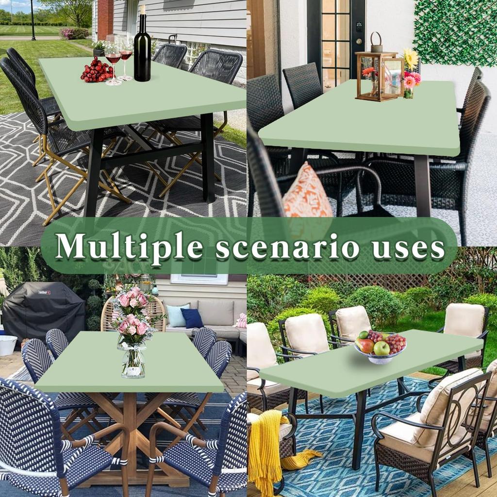 Rectangle Picnic Table Cloth, Elastic Fitted Tablecloths for 6 Foot Tables, Washable Polyester Table Cover for Picnic, Camping