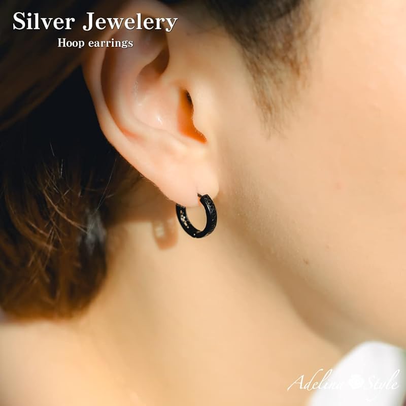 [Adelina Style] Silver Hoop Earrings Width 3.0mm Inner Diameter 11mm Popularity Leave It On 1 Pair Ring Earrings S925 Made of Pure Silver Men's Ladies